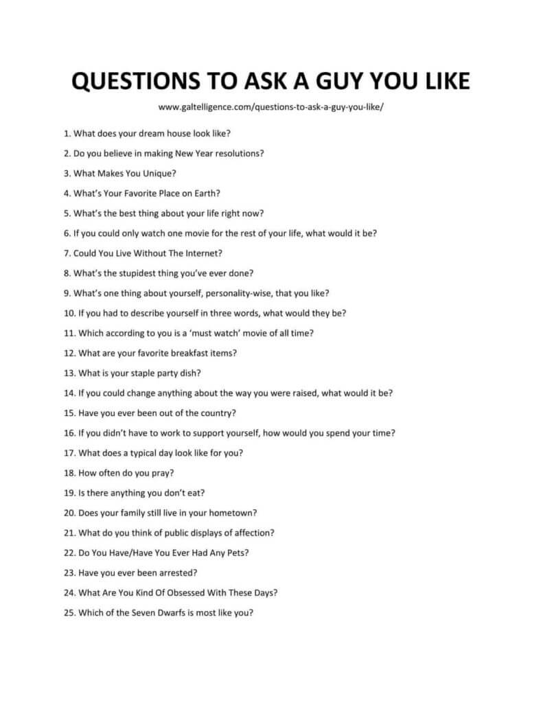 76 Best Questions To Ask A Guy You Like - Ask these now.