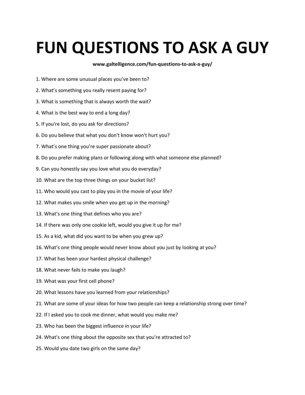 70 Fun Questions To Ask A Guy - Spark cool conversations.