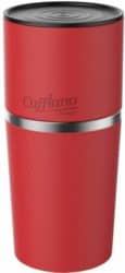 red portable coffee maker