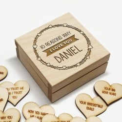 Best Anniversary Gifts for Boyfriend - 10 Reasons Why I Love You Wooden Box and Hearts 