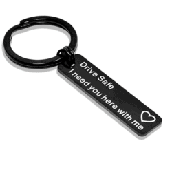 black Keychain with words