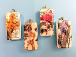 unique bridesmaid gifts - Domino pendants with botanical floral prints