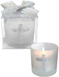 Silver Cross Themed Candle Favors
