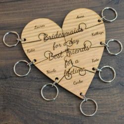 Unique Personalized Bridesmaid Gifts - Personalised Jigsaw Heart Keyring Set