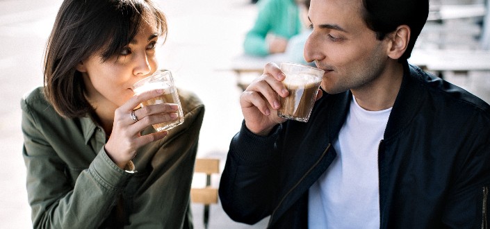 Man and Woman Drinking Coffee