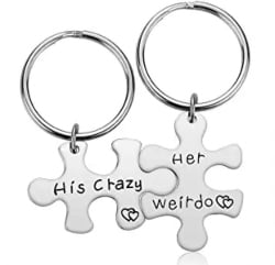 His Crazy Her Weirdo Couple Keychain - Couple Gifts for Boyfriend and Girlfriend