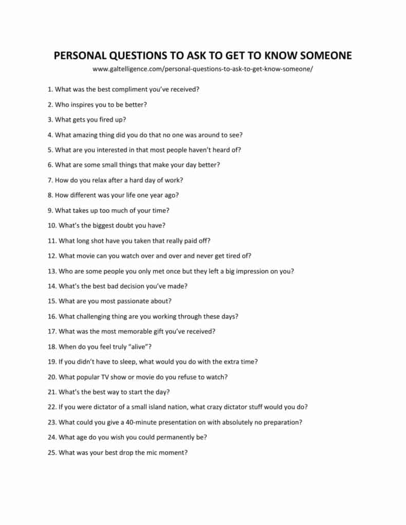 31 Best Personal Questions To Ask To Get To Know Someone: Easily Make ...