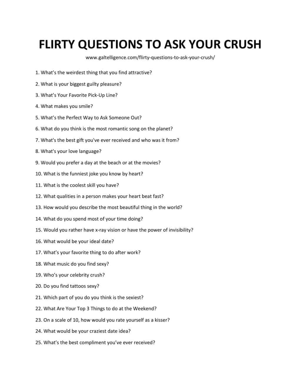 Downloadable list of flirty questions