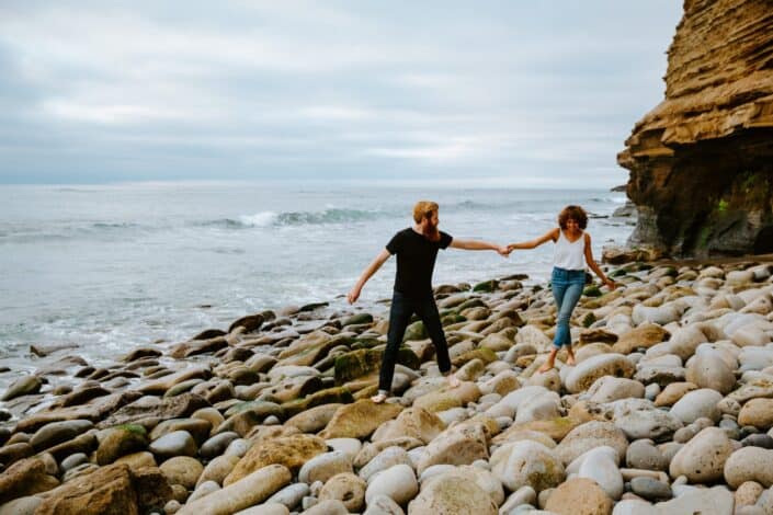 Couples session at a San Diego, CA beach.