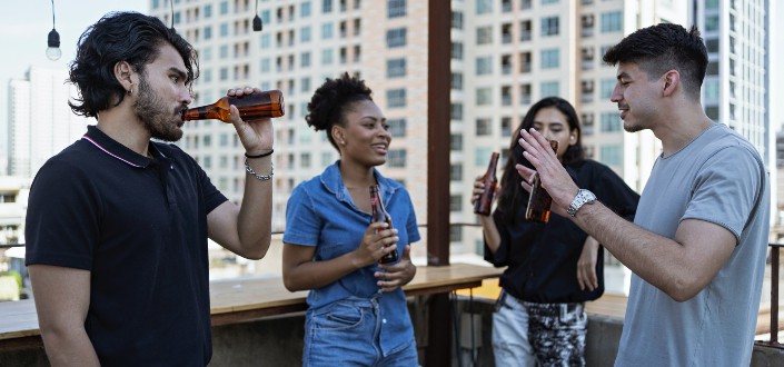 people hanging out drinking beer