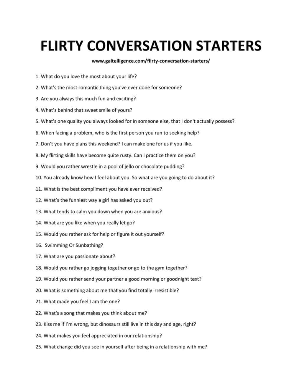 Downloadable list of conversation starters