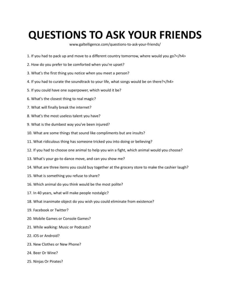 46 Questions To Ask Your Friends - Fun & Powerful Ones To Know More