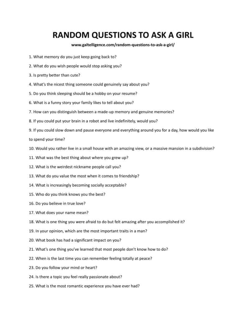 16 Random Questions To Ask A Girl Learn More About Her