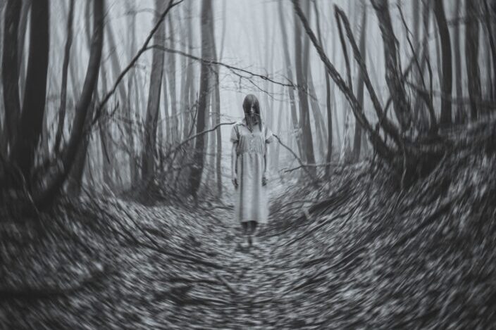 girl in dead forest 