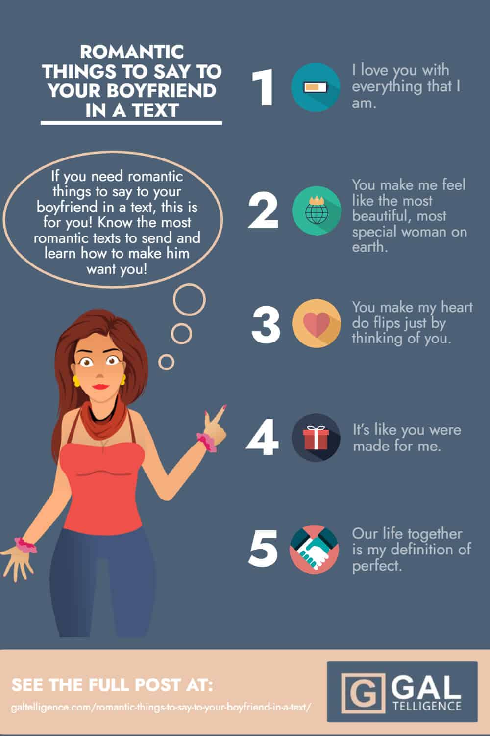 Infographics - Romantic things to say to your boyfriend in a text