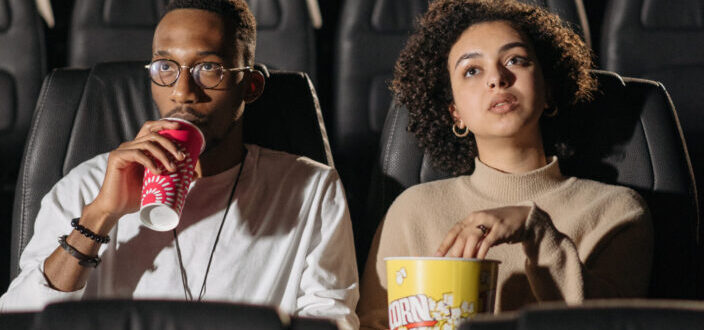 Man and woman having a movie night