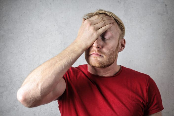 Frustrated man thinking about something