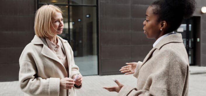 Women talking outside