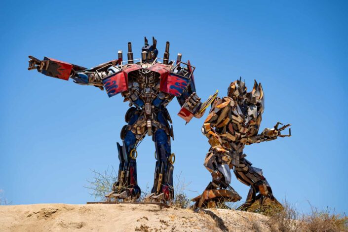Transformers Sculptures Under the Blue Sky