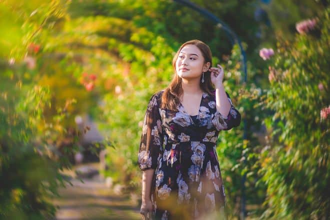 beautiful asian female in garden - Dresses That Make You Look Thinner