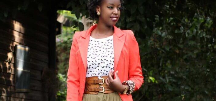 fashionable woman wearing red jacket